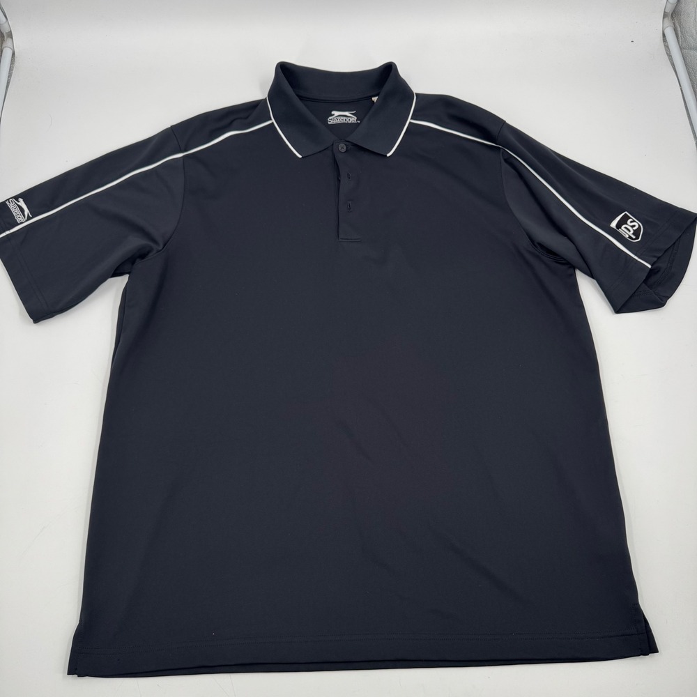 Slazenger Black Polo Shirt XL UPS Logo Embroidered Golf‎ Athletic Sport